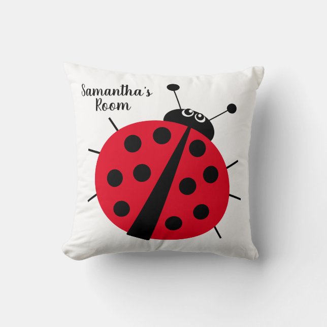 Coussin Ladybug dessin animé mignon amusant rouge noir bla (Recto)