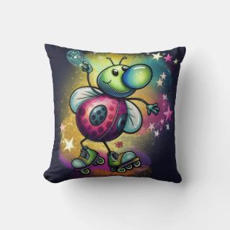Coussin Ladybug Roller Disco Throw Pillow