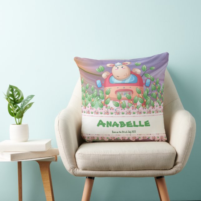 Coussin L'agneau aventuriste avec texte modifiable (Chaise)