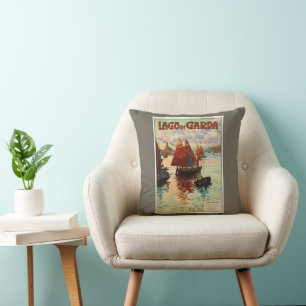 Coussin Lago di Garda, Lac de Garde, Italie Voyage Vintage