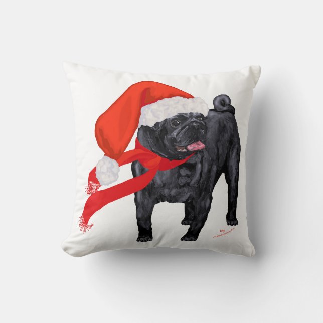Coussin L'aide de Père Noël Pug (Recto)
