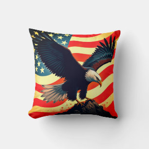 Coussin L'Aigle américain – Observateur silencieux de l'im