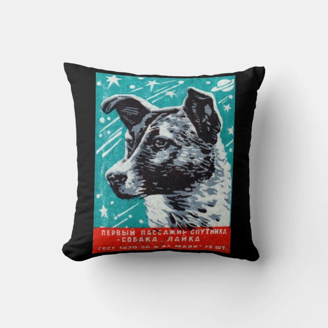 Coussin Laika 1957 le chien de l'espace (Recto)