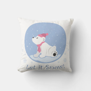 Coussin Laisse-Le Neiger ! (Cube d'ours polaire)