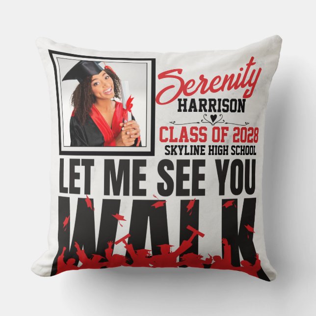 Coussin Laisse-moi te voir marcher | Red & Black Graduatio (Recto)