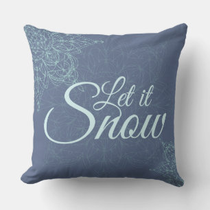Coussin "Laisser neiger" Winter Snowflake Design en bleu