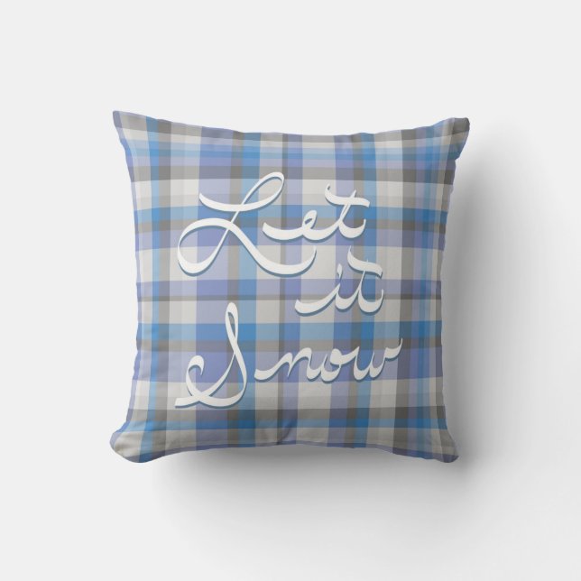 Coussin Laissez lui neiger - plaid bleu (Recto)