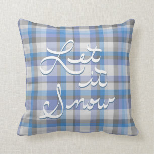 Coussin Laissez lui neiger - plaid bleu