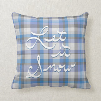 Coussin Laissez lui neiger - plaid bleu