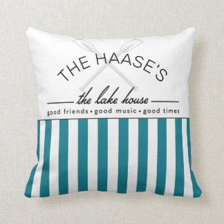 Coussin Lake House Good Friends Music Times Blue Stripe