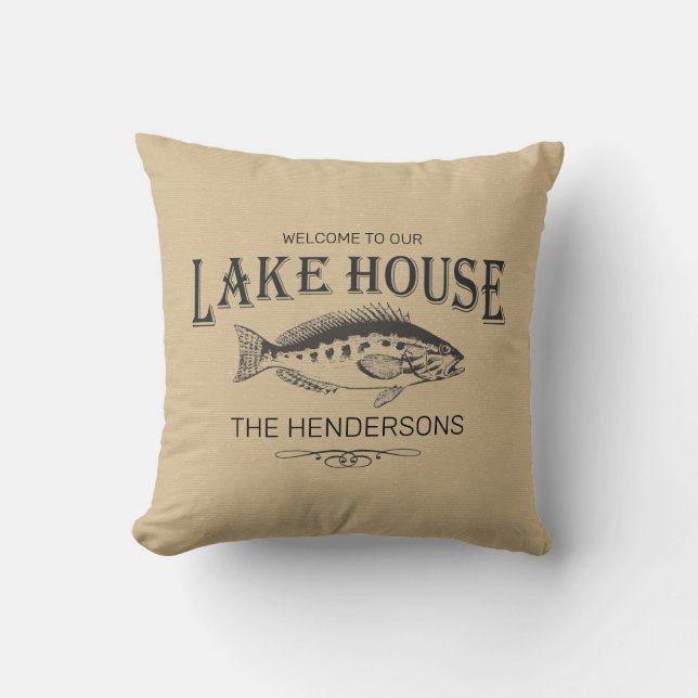 Coussin Lake House Nom de famille Fish (Recto)