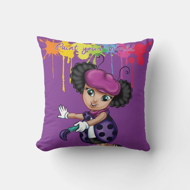 Coussin LaliBella "peinture carreau du votre monde" (Recto)