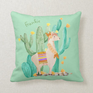 Coussin Lama et cactus mignons - vert en bon état