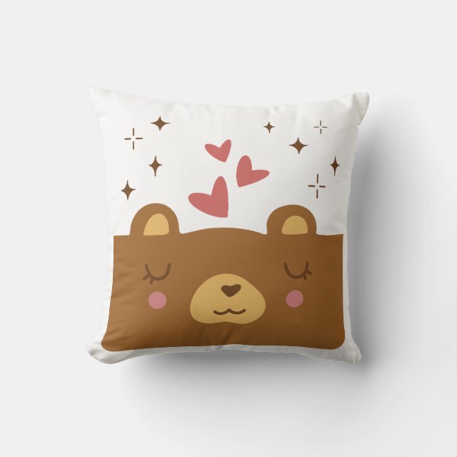 Coussin L'amour de l'ours endormi (Recto)