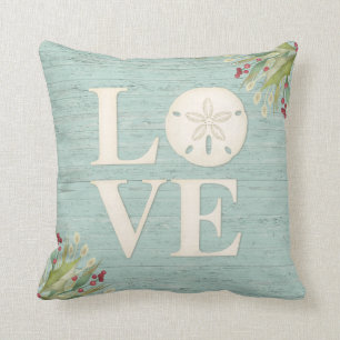 Coussin L'amour du sable de Noël sur la plage