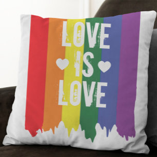 Coussin L'amour est l'amour arc-en-ciel Fierté LGBT