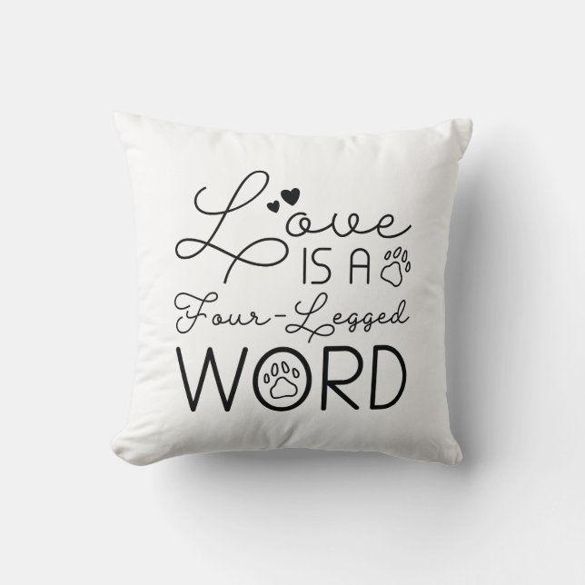 Coussin L'Amour Est Un Mot À Quatre Pattes (Recto)