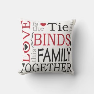 Coussin L'amour lie cette famille ensemble nom noir et rou