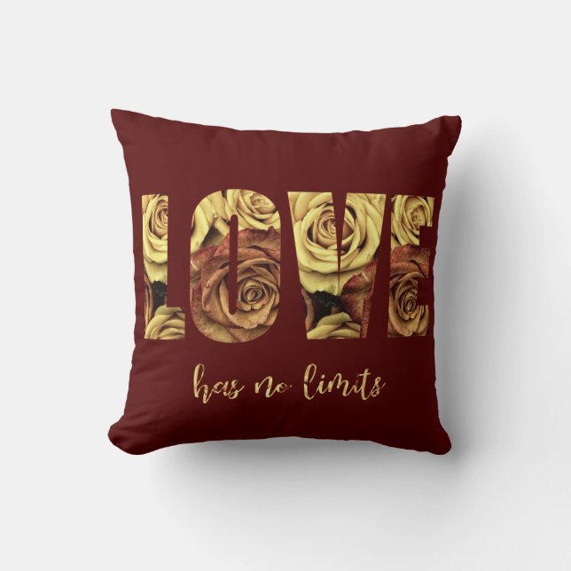 Coussin L'Amour N'A Aucune Limite Rouge Foncé (Recto)