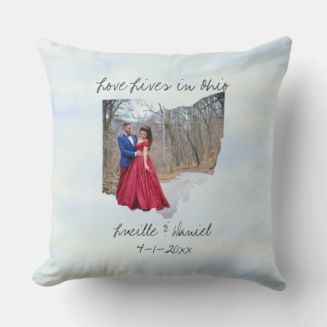 Coussin L'Amour Vit Dans L'État De L'Ohio Formé Photo Pers (Recto)