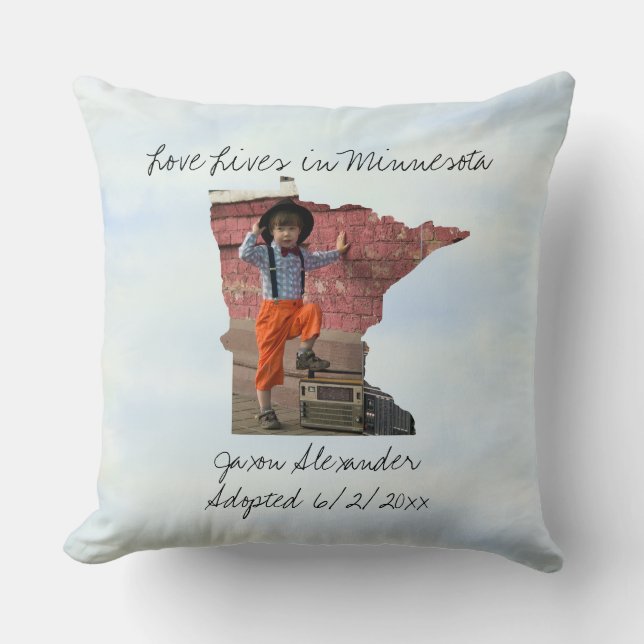 Coussin L'Amour Vit Dans L'État Du Minnesota Formé Photo P (Recto)