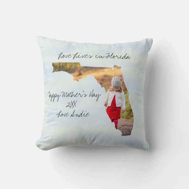 Coussin L'Amour Vit En Floride État Formé Photo Personnali (Recto)