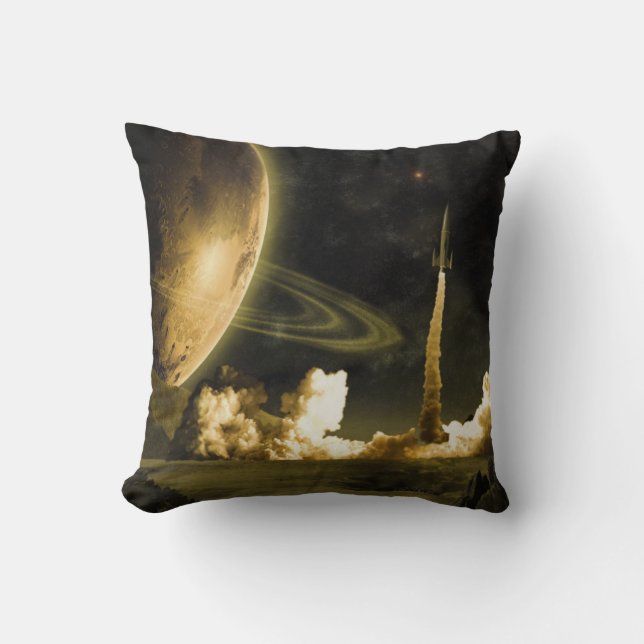 Coussin Lancement vintage de l'espace (Recto)