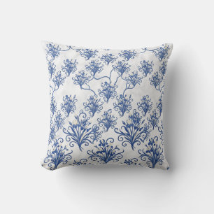 Coussin Lancer de fleurs d'iris cobalt sans couture