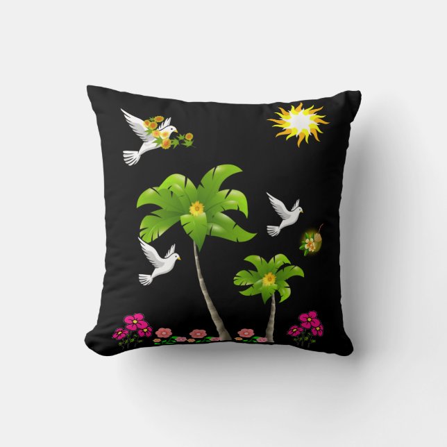 Coussin lancer des oiseaux de décolleté (Recto)