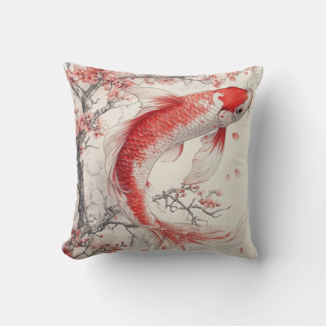 Coussin lancer l'oreiller, koi poisson (Recto)