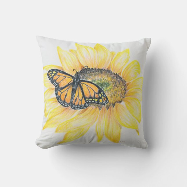 Coussin Lancer l'oreiller - Monarque et tournesol (Recto)