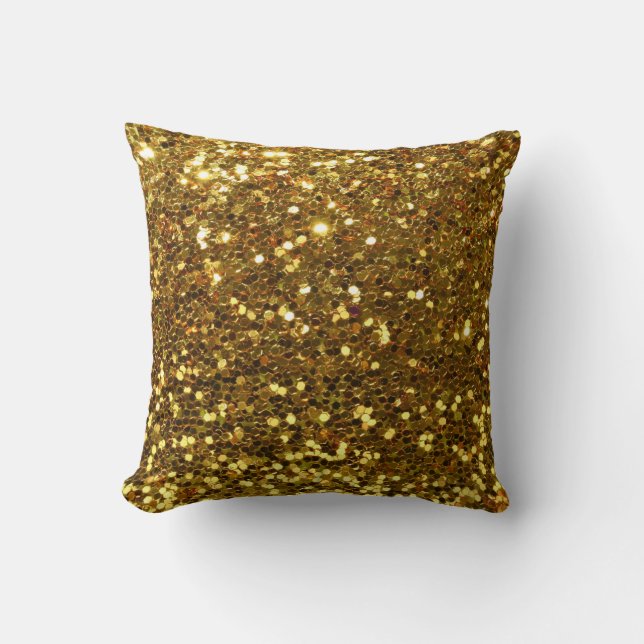 Coussin Lancer l'oreiller/Parties scintillant d'or (Recto)