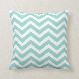 Coussin Lancer turquoise léger/carreau de Chevron