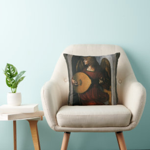 Coussin L'ange en rouge jouant du luth de Léonard de Vinci