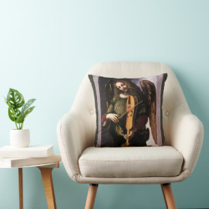 Coussin L'ange en vert avec une vielle de Léonard de Vinci