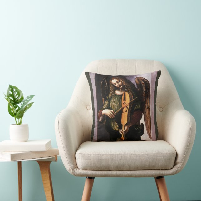 Coussin L'ange en vert avec une vielle de Léonard de Vinci (Chaise)