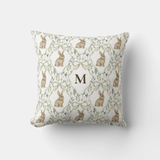 Coussin Lapin à l'aquarelle Coquette Preppy Monogramme per