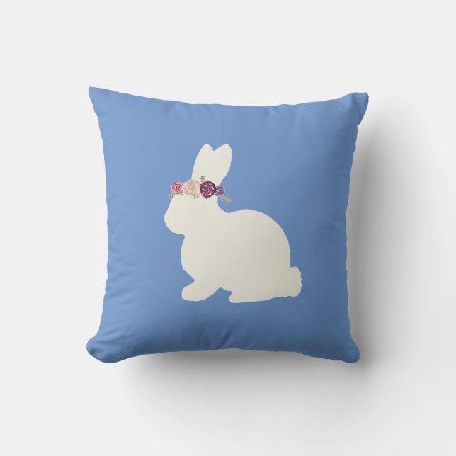 Coussin Lapin avec fleurs peint Jeu d'oreiller (Recto)