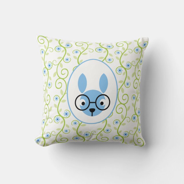 Coussin Lapin Avec Verres Ressort Floral (Recto)