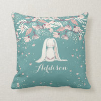 Lapin blanc et nom fait sur commande des fleurs |