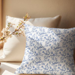 Coussin Lapin Bleu Élégant Toile Pâques