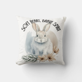 Coussin Lapin d'art à l'esprit courageux et au cœur tendre