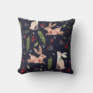 Coussin Lapin d'art populaire scandinave