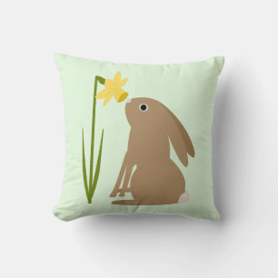 Coussin Lapin de Pâques et fleur de jonquille