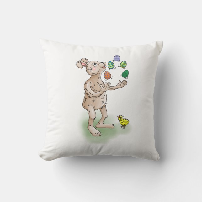 Coussin Lapin de Pâques jongleur (Recto)