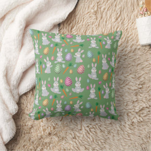 Coussin Lapin de Pâques vert mignon motif  