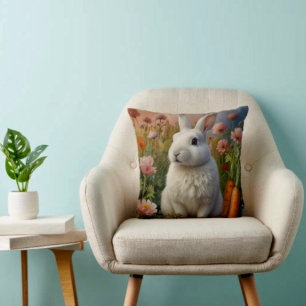 Coussin Lapin en fleur et patchettes de carottes Lancer l'