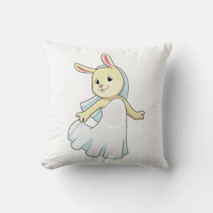 Coussin Lapin en mariée avec voile