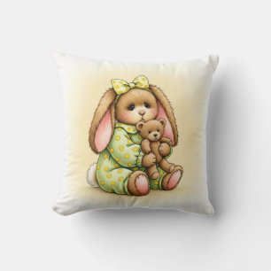 Coussin Lapin en pyjama avec peluche
