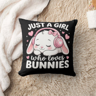 Coussin Lapin endormi rose Kawaii